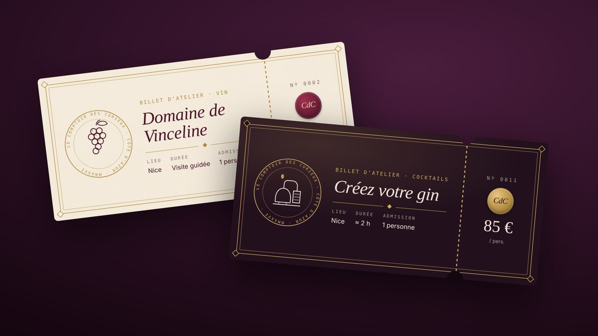 Billets d'atelier du Comptoir des Curieux